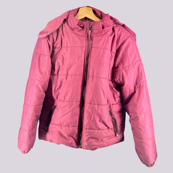 Whales Tail Womens Pink Puffer Jacket With Detachable Hood Size M - Picture 1 of 5
